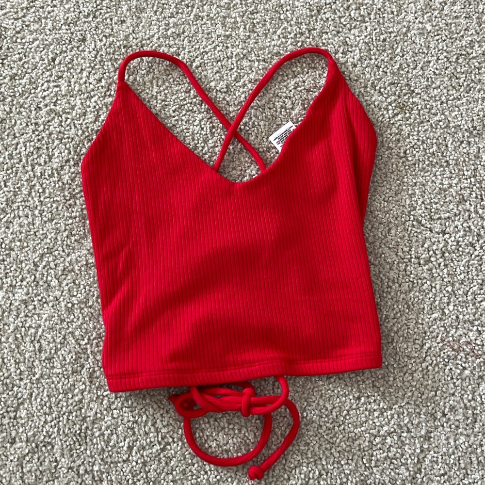 Garage red ribbed tank size S